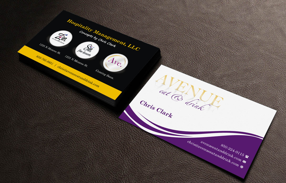Business Card Design by INDIAN_Ashok for Avenue Eat & Drink | Design #6110784