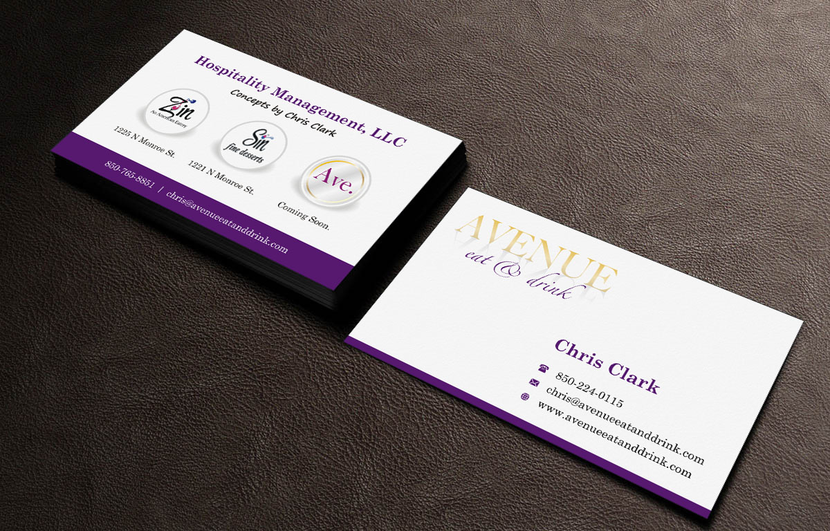 Business Card Design by INDIAN_Ashok for Avenue Eat & Drink | Design #6110793