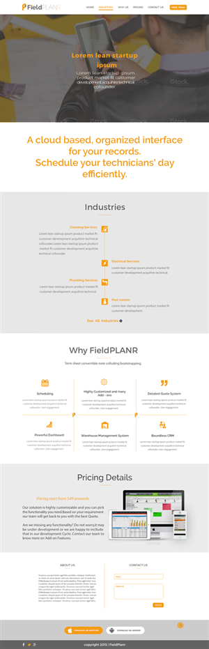 A single page website & logo required for a Field Service Management Application