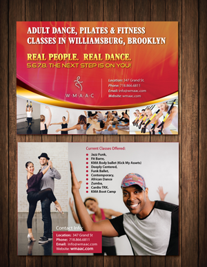 Adult Dance Class Postcard for Dance, Fitness and Pilates Classes.  | Diseño de Flyer por meet007