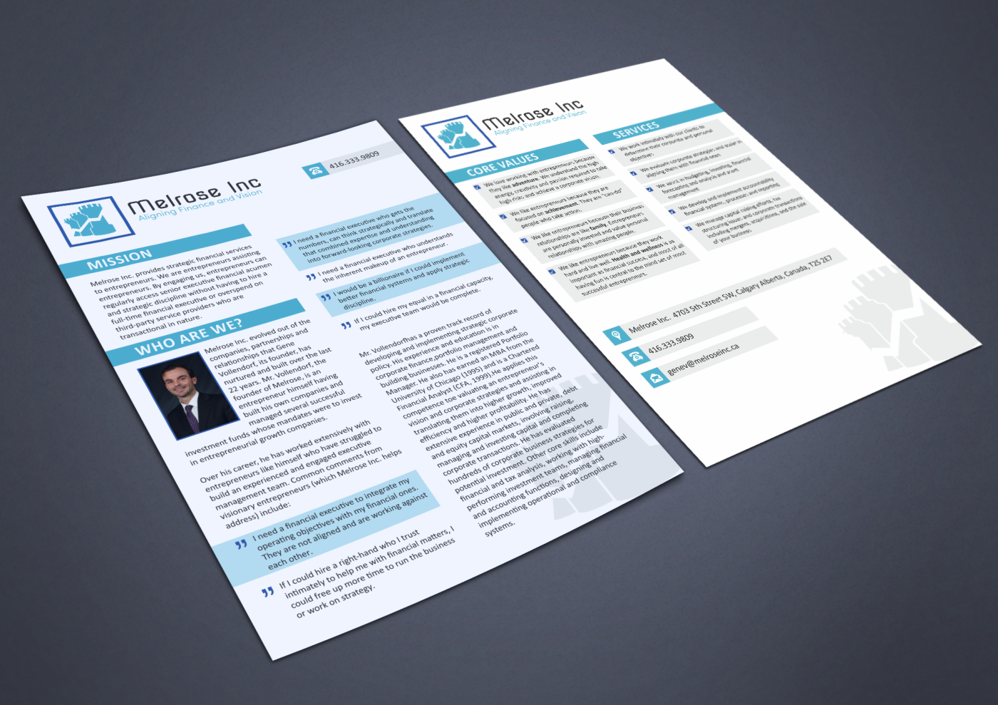 Diseño de Brochure por HYPdesign para Melrose Inc. | Diseño #1653074