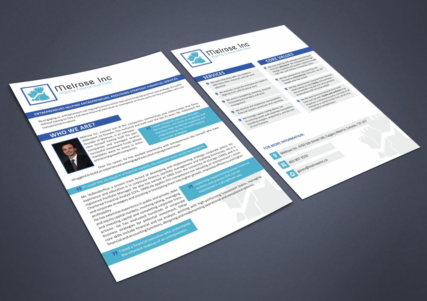 Diseño de Brochure por HYPdesign para Melrose Inc. | Diseño #1670819