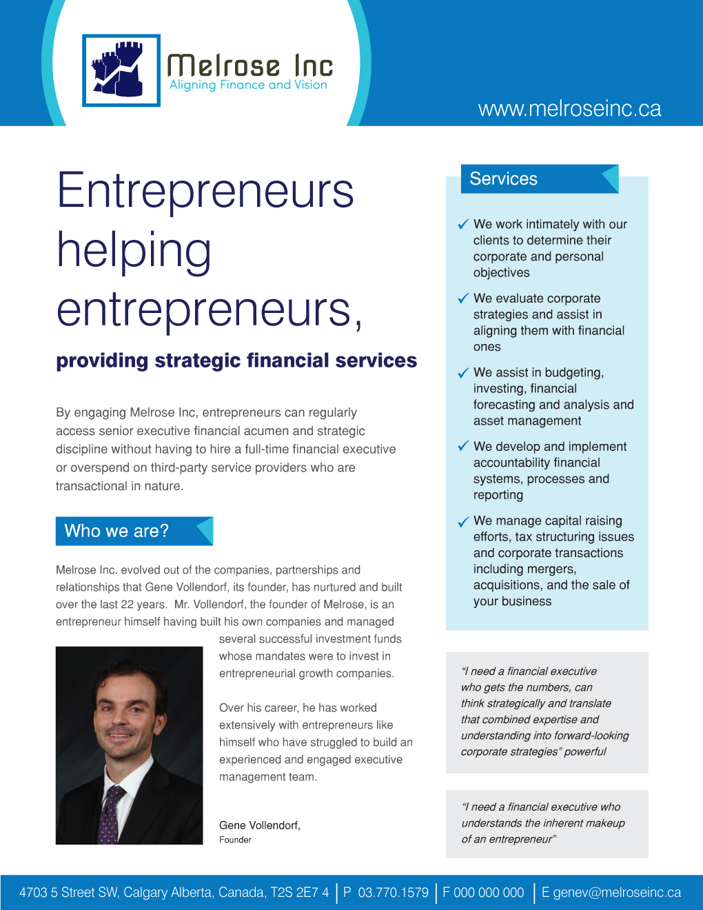 Design de Brochure par rkailas pour Melrose Inc. | Design #1668919