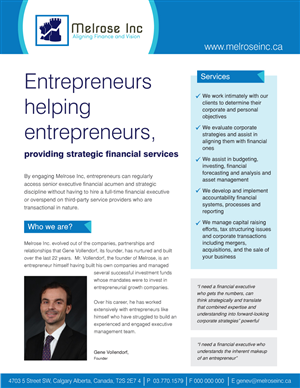 Brochure Design by rkailas for Melrose Inc. | Design: #1668919