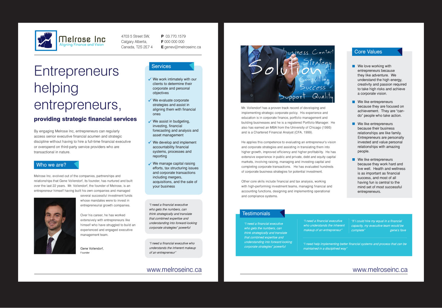 Diseño de Brochure por rkailas para Melrose Inc. | Diseño #1672486