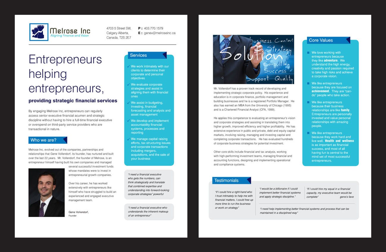 Brochure Design by rkailas for Melrose Inc. | Design #1676931