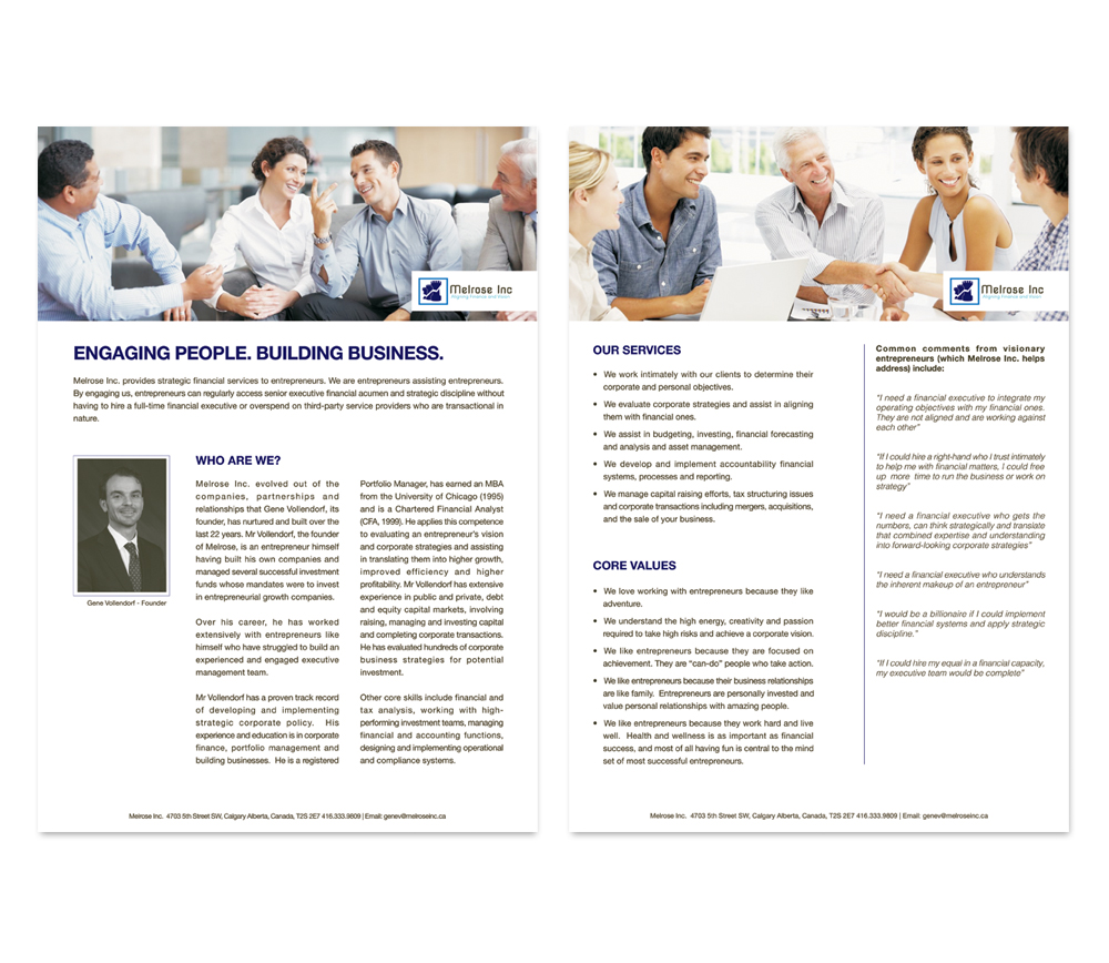 Diseño de Brochure por Sharon para Melrose Inc. | Diseño #1653780