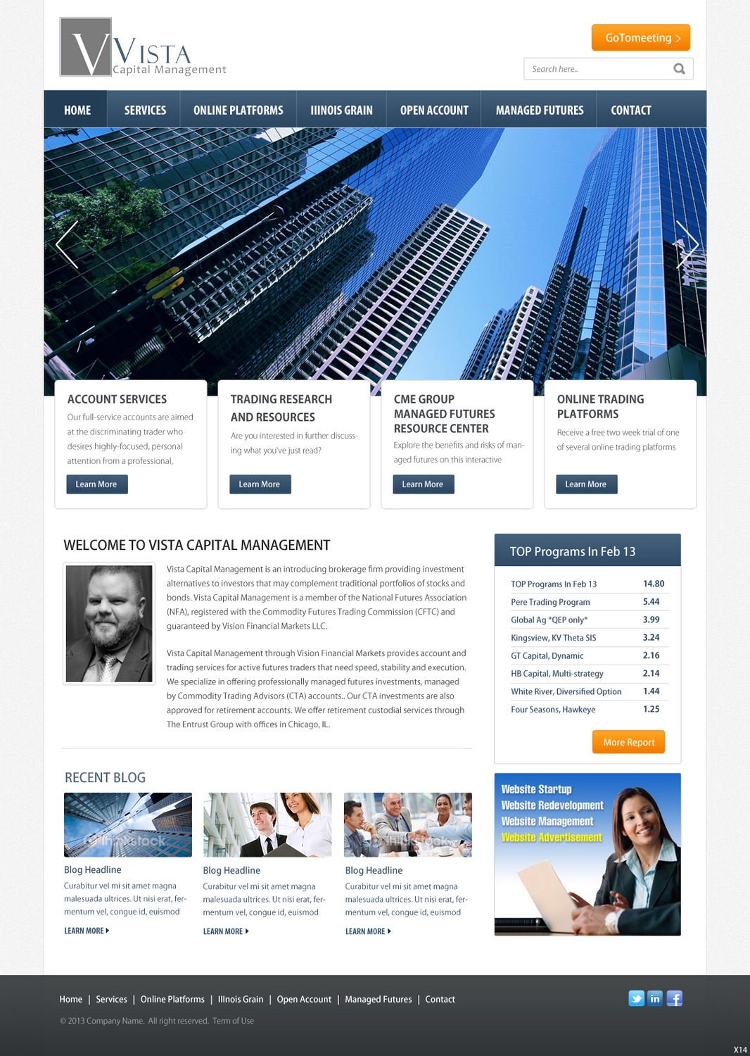 Wordpress Design by pb for Vista Capital Management | Design #1649565