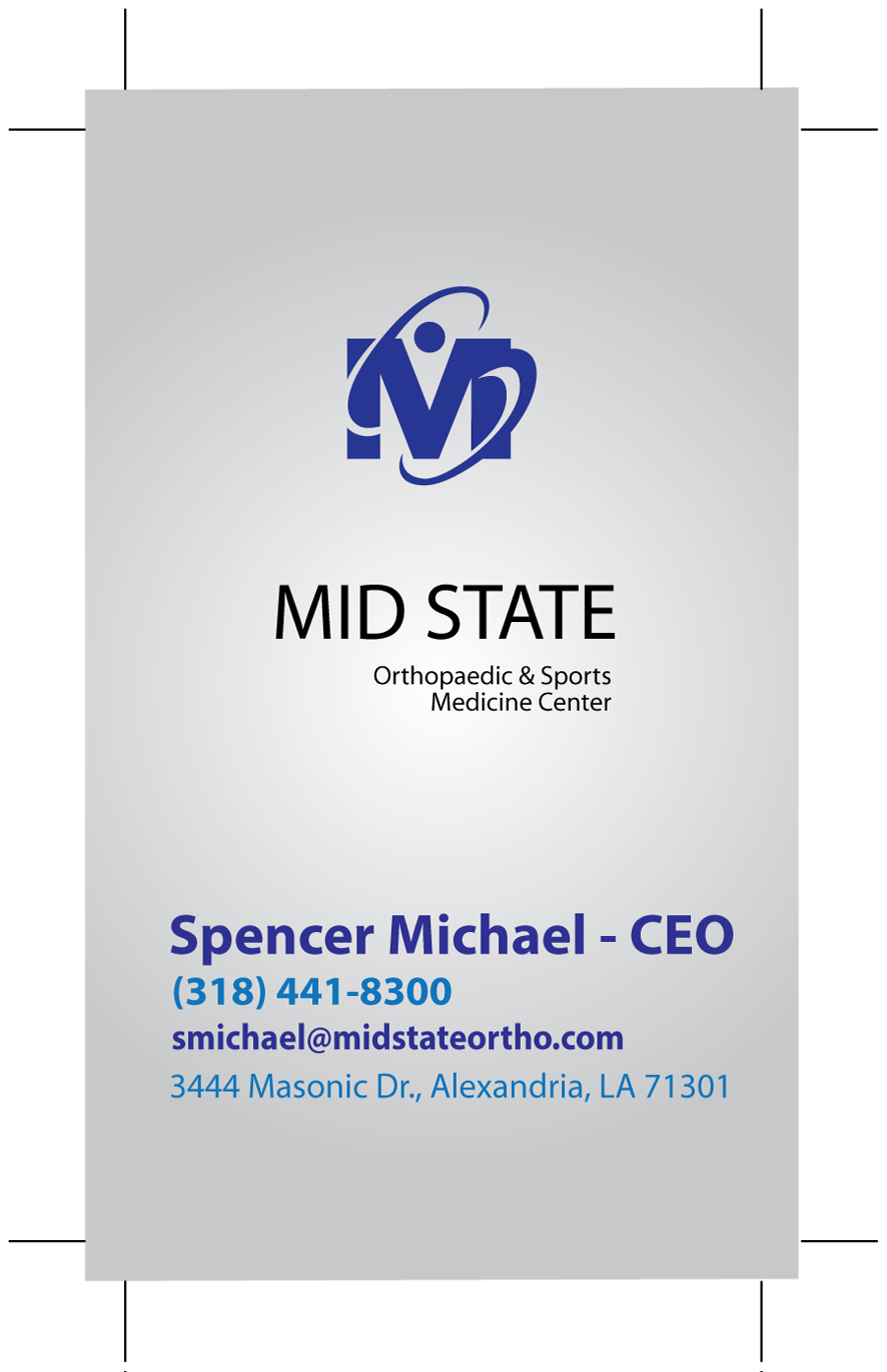 Business Card Design by Val Teodor for MID STATE Orthopaedics | Design #1646923