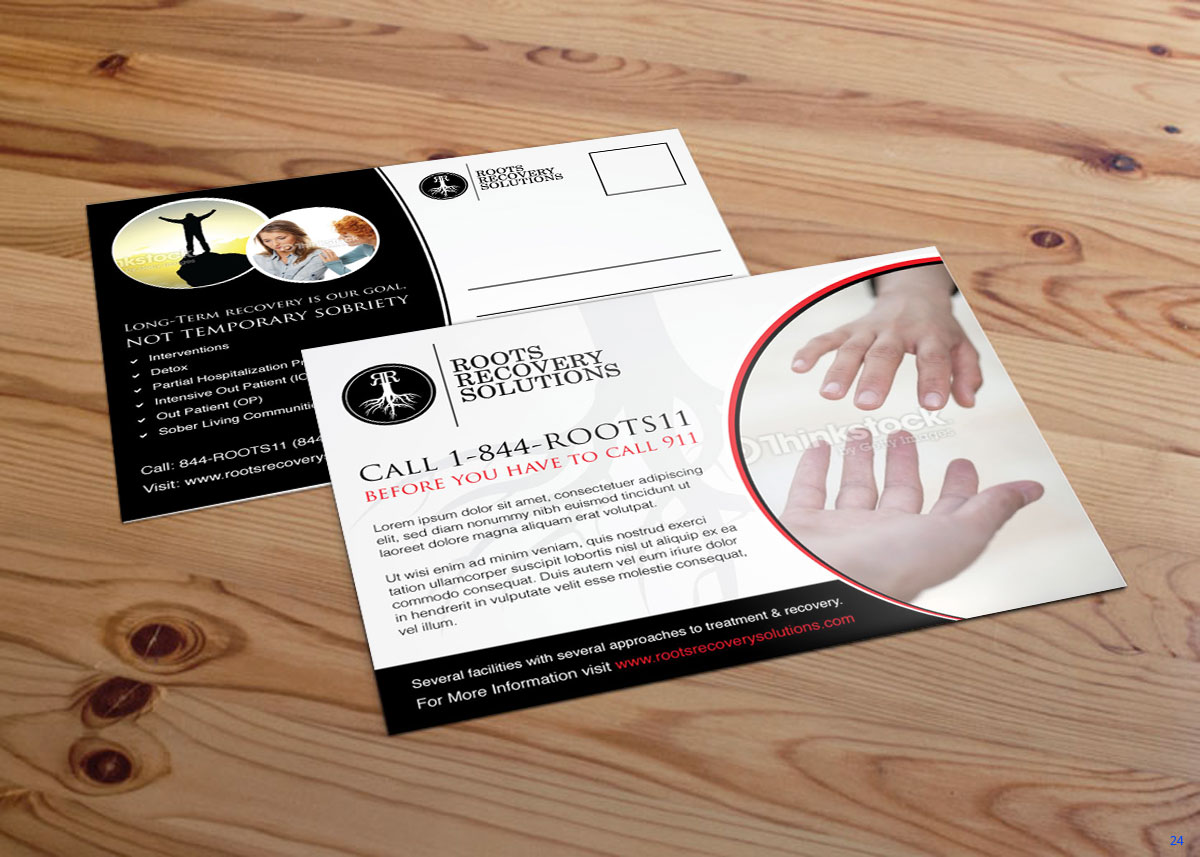 bold serious it company postcard design for roots recovery