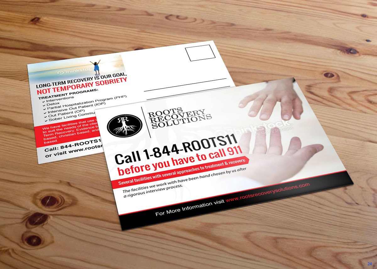 Postcard Design by uniquedesign10 for Roots Recovery Solutions | Design #6179886