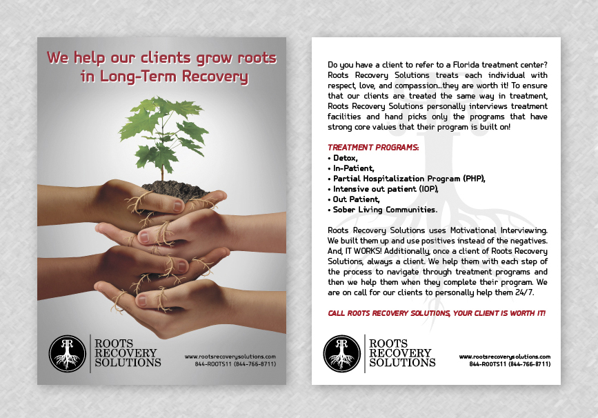 Postcard Design by Alaya for Roots Recovery Solutions | Design #6193143
