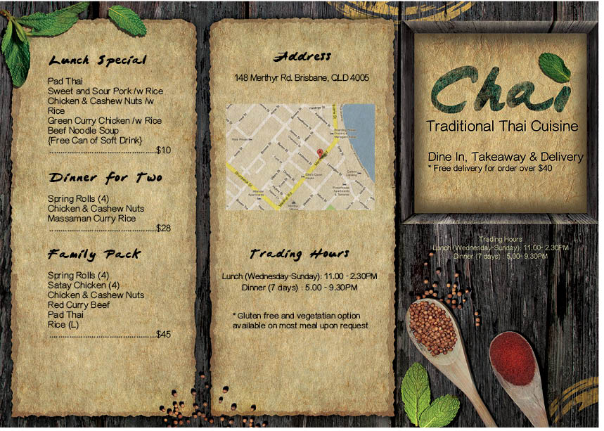 Brochure Design by AngeiGurk for Chai Thai | Design #1701474