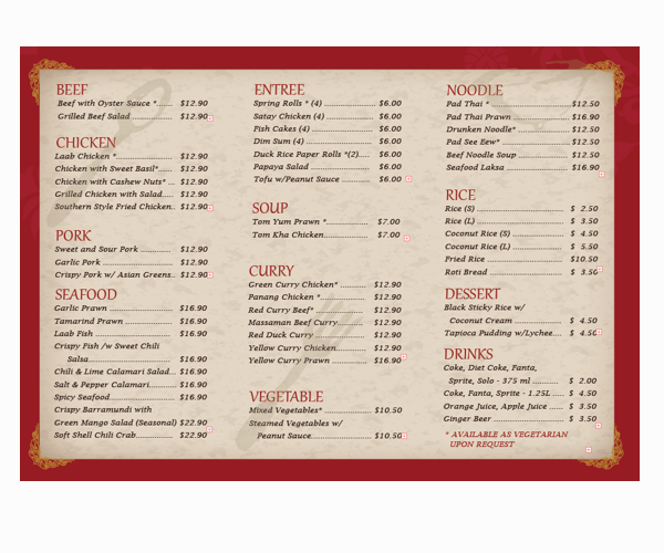 Brochure Design by Grace A for Chai Thai | Design #1677660