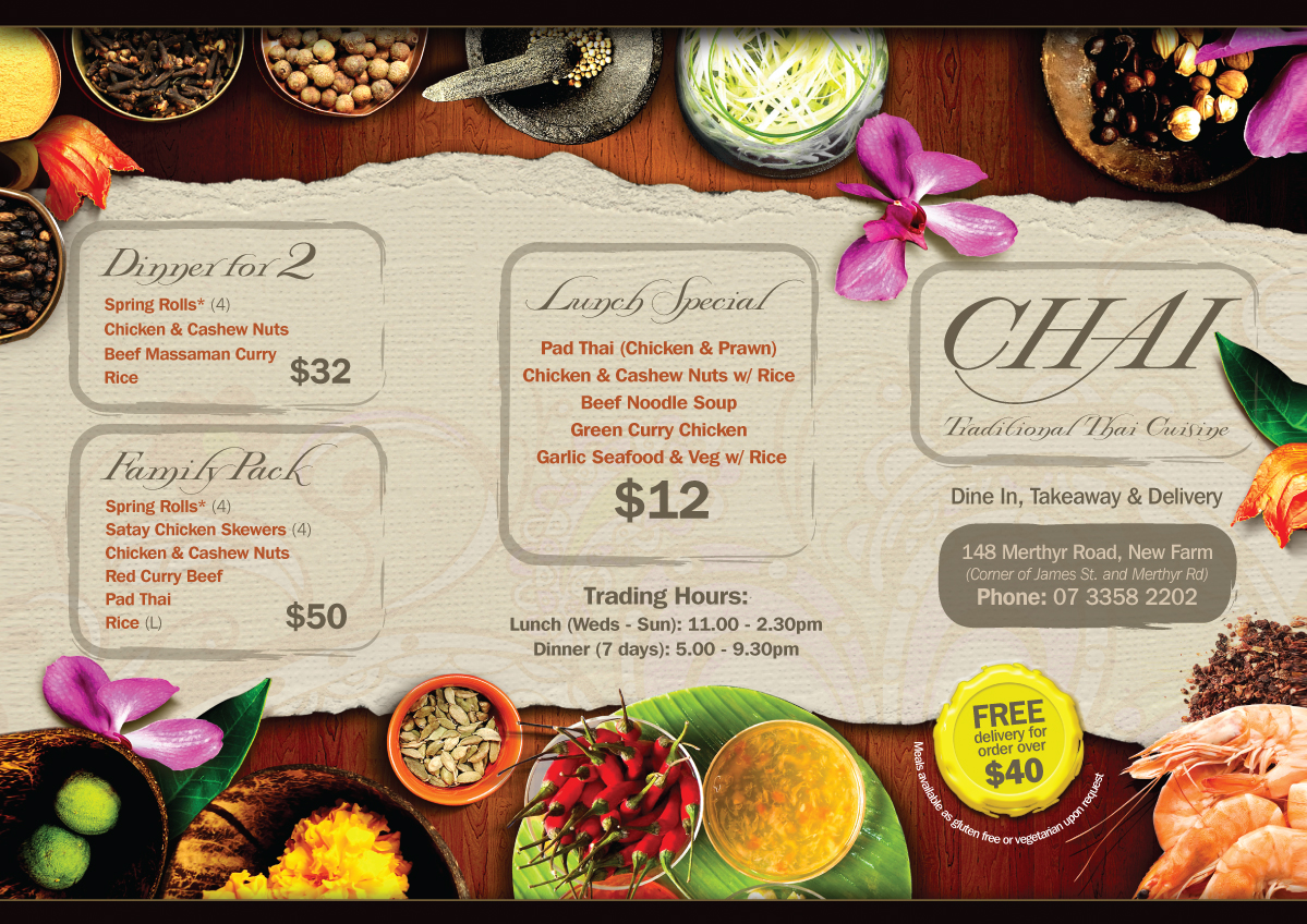 Brochure Design by C23design Company for Chai Thai | Design #1735257