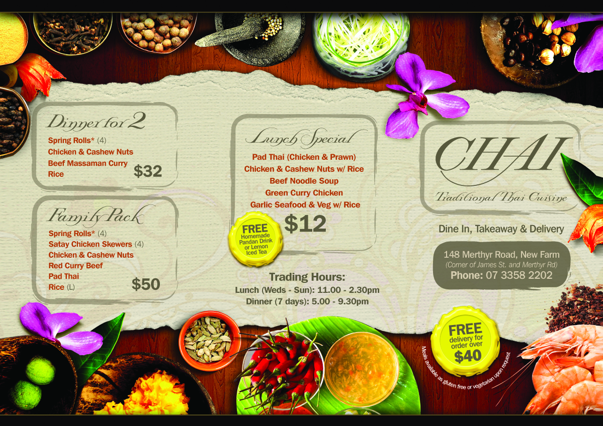 Brochure Design by C23design Company for Chai Thai | Design #1748388
