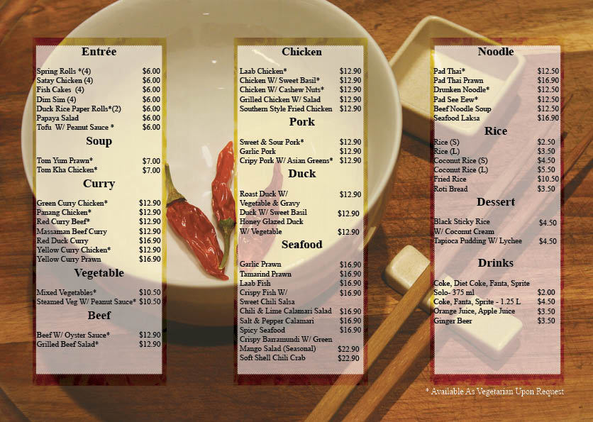 Design de Brochure par LJDesigns pour Chai Thai | Design #1654129