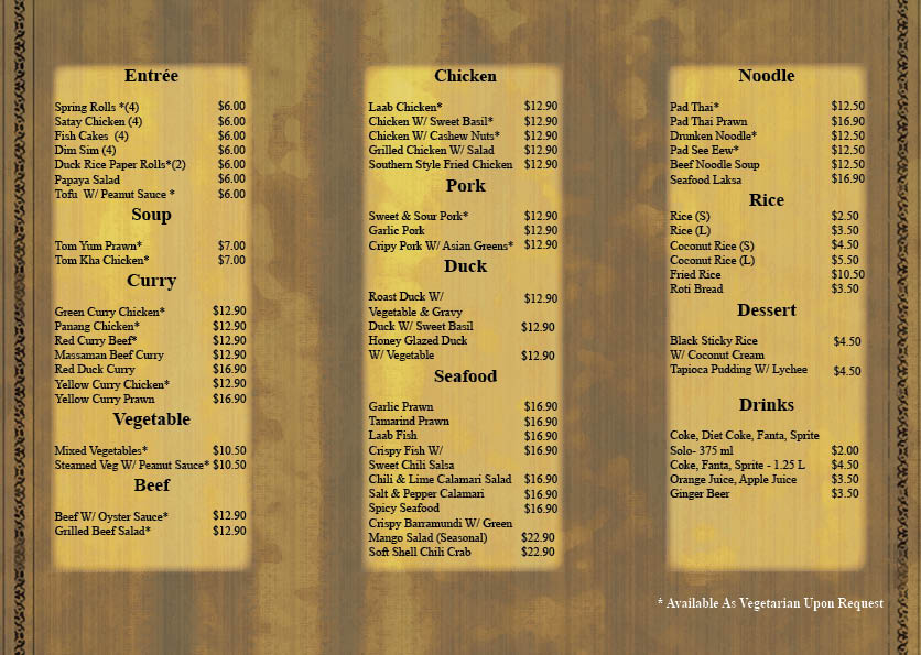 Brochure Design by LJDesigns for Chai Thai | Design #1679624