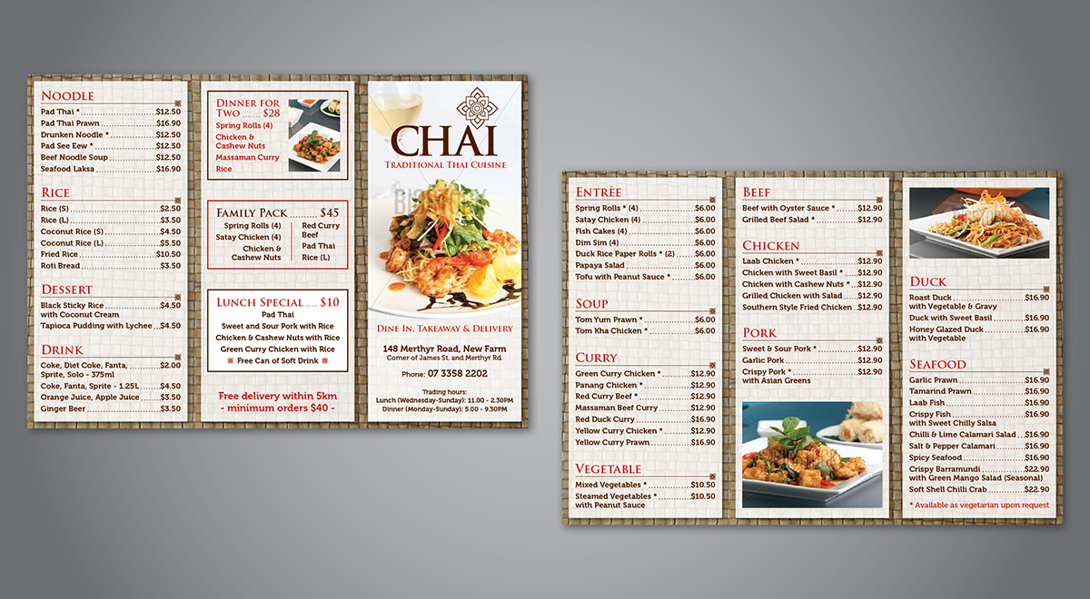 Brochure Design by Ekanite for Chai Thai | Design #1644632