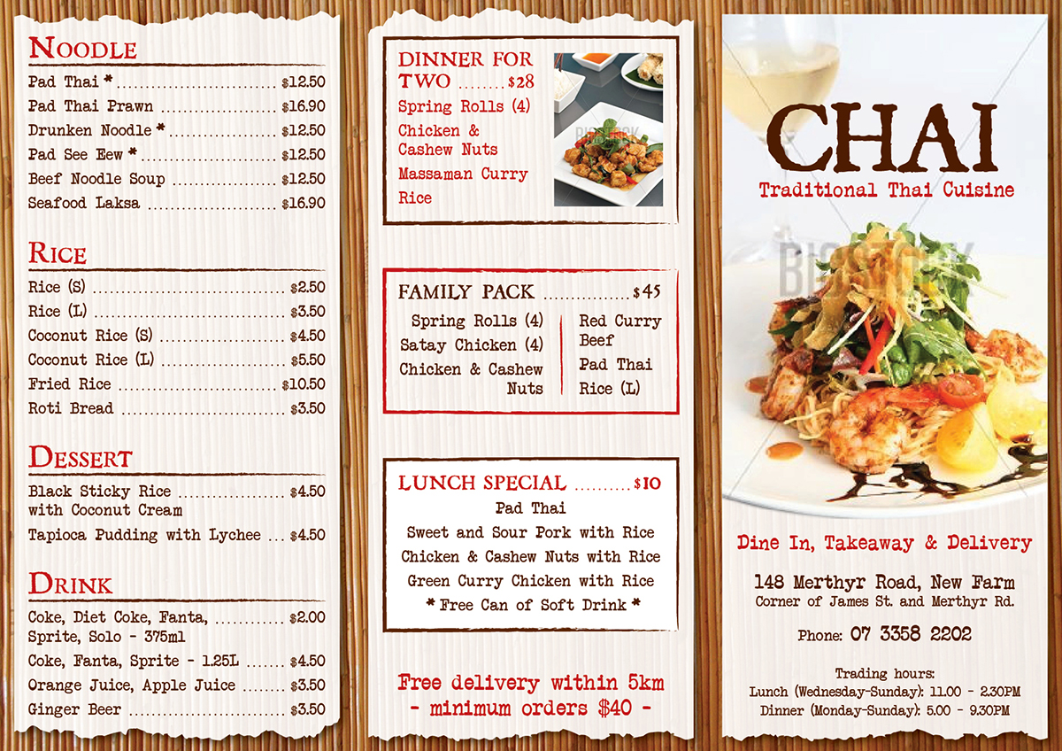 Brochure Design by Ekanite for Chai Thai | Design #1647309