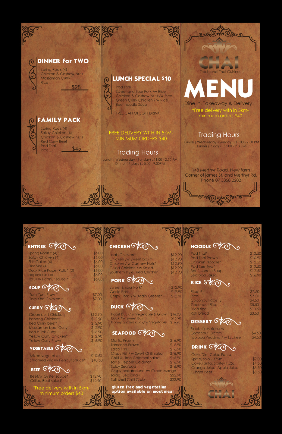 Brochure Design by BeButterfly for Chai Thai | Design #1657360