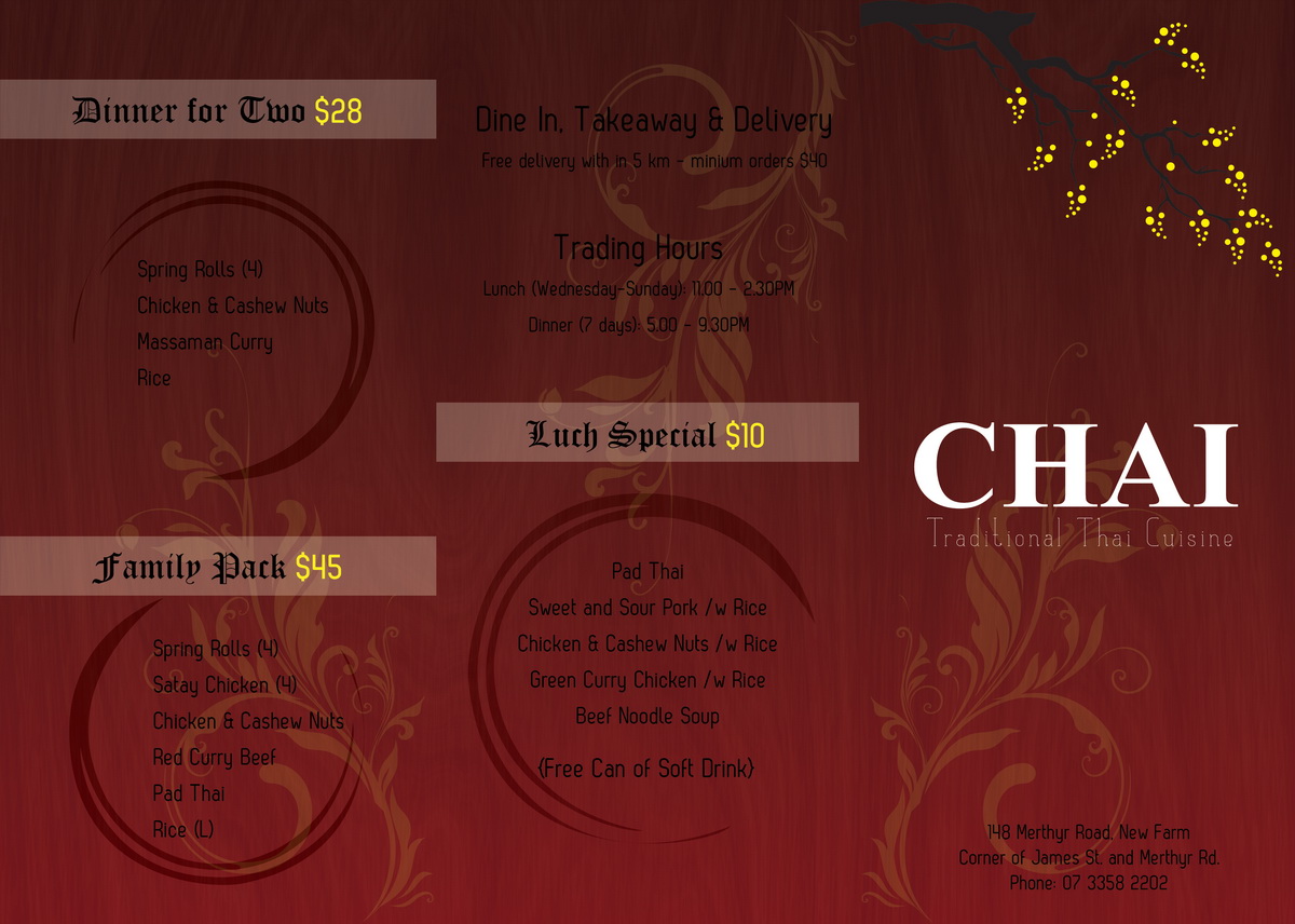 Brochure Design by thulet for Chai Thai | Design #1699766