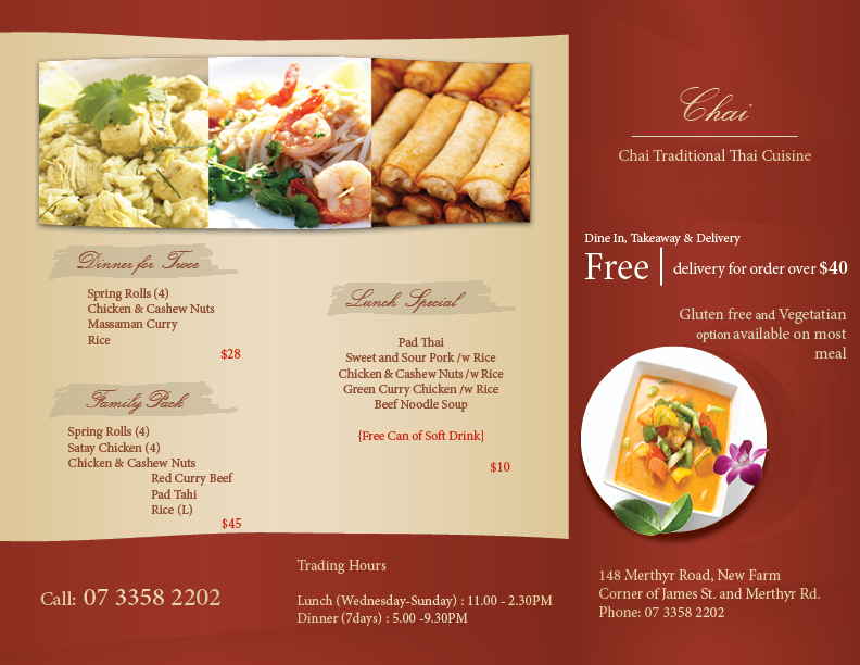 Brochure Design by ngothimyphung for Chai Thai | Design #1664589