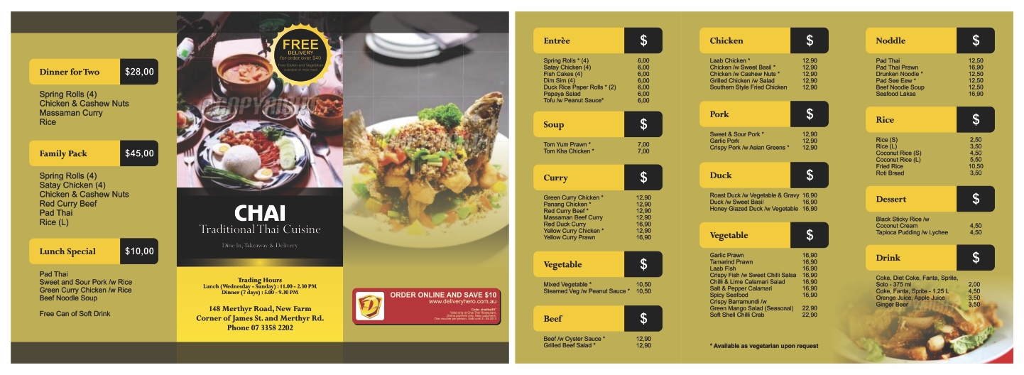 Design de Brochure par barinix pour Chai Thai | Design #1654092