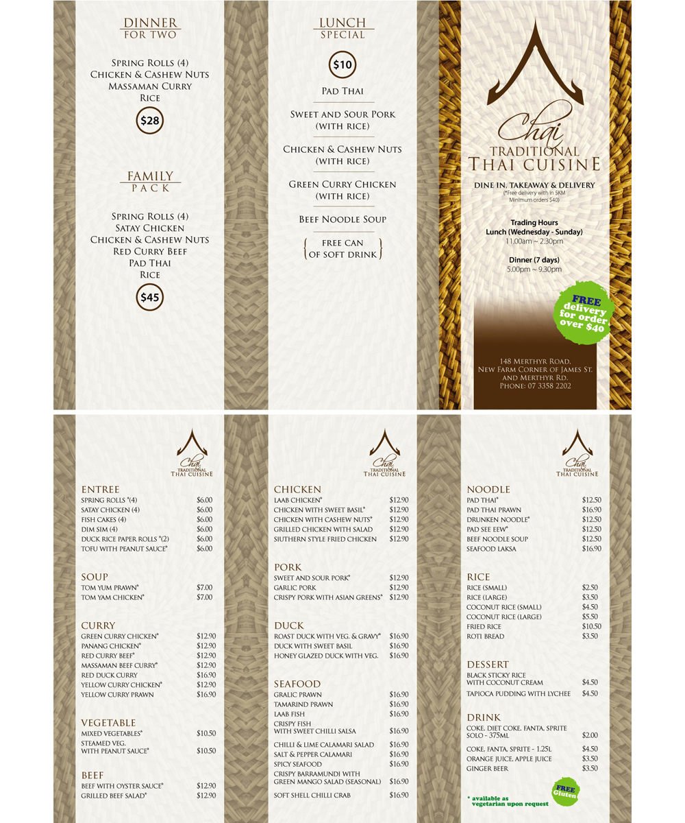 Design de Brochure par ADEX pour Chai Thai | Design #1643634