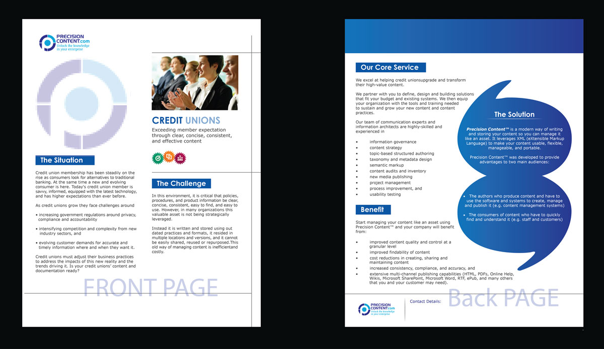 Brochure Design by alka.gfx for PrecisionContent.com  | Design #6160919