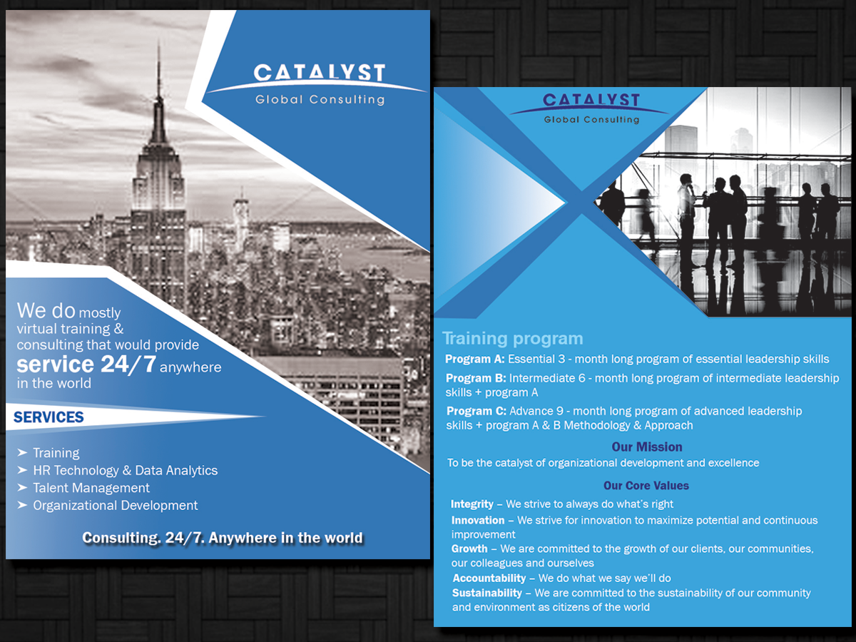 Diseño de Brochure por ESolz Technologies para Catalyst Global Consulting | Diseño #6163515