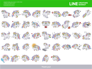 Unicorn LINE sticker to be sold at creators market at LINE Store.