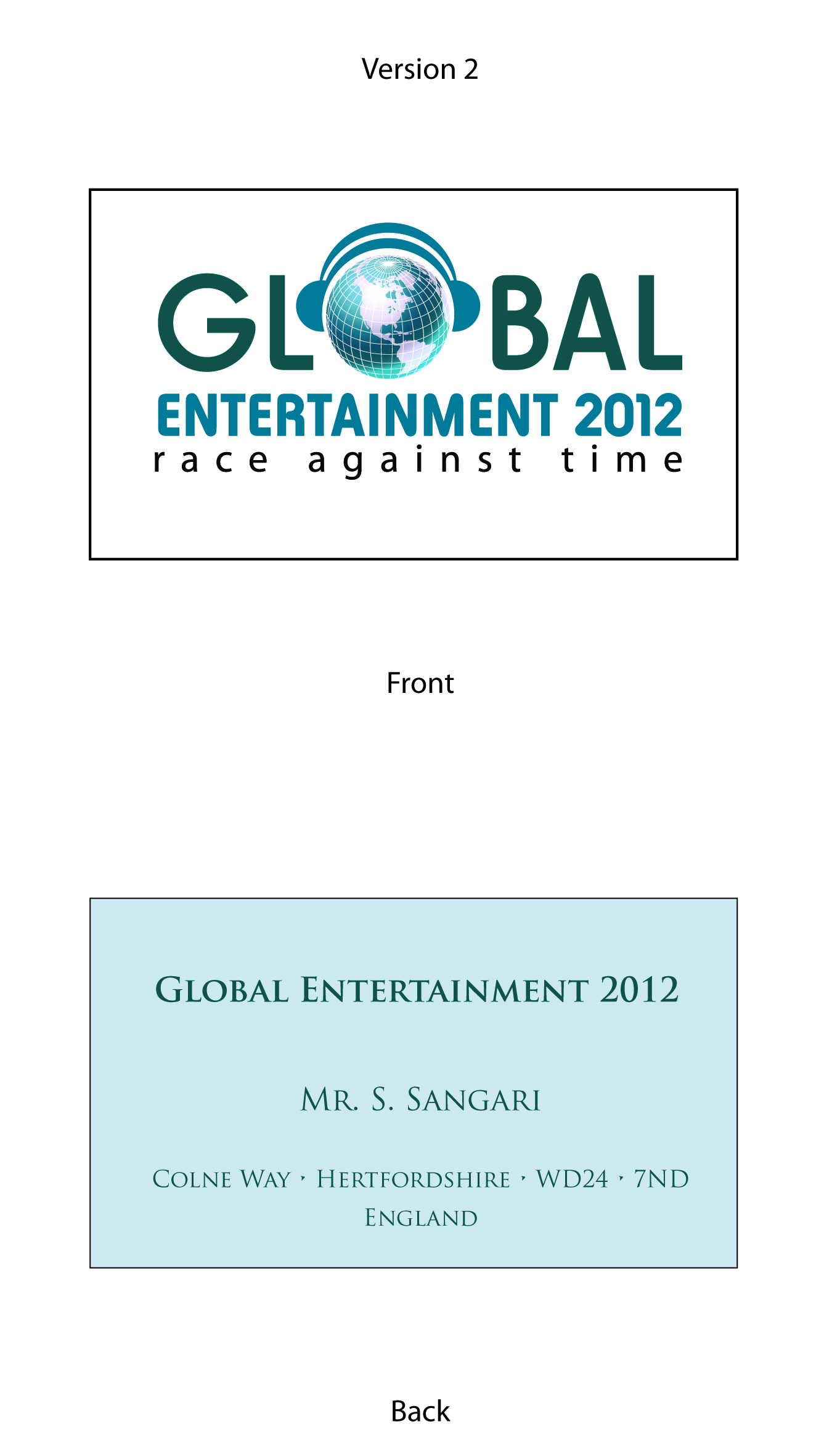 Business Card Design by Frank Scribano for global entertainment 2012 | Design #8946