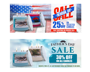 South Beach Candle Banner Ad for Upcoming holidays