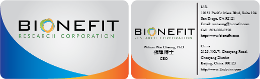 Business Card Design by benjacob22 for Bionefit Research Corporation | Design #1653607
