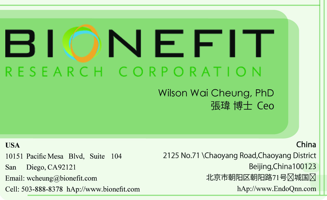 Visitenkarten-Design von Sanjana Champanerkar, NIFT für Bionefit Research Corporation | Design #1651677