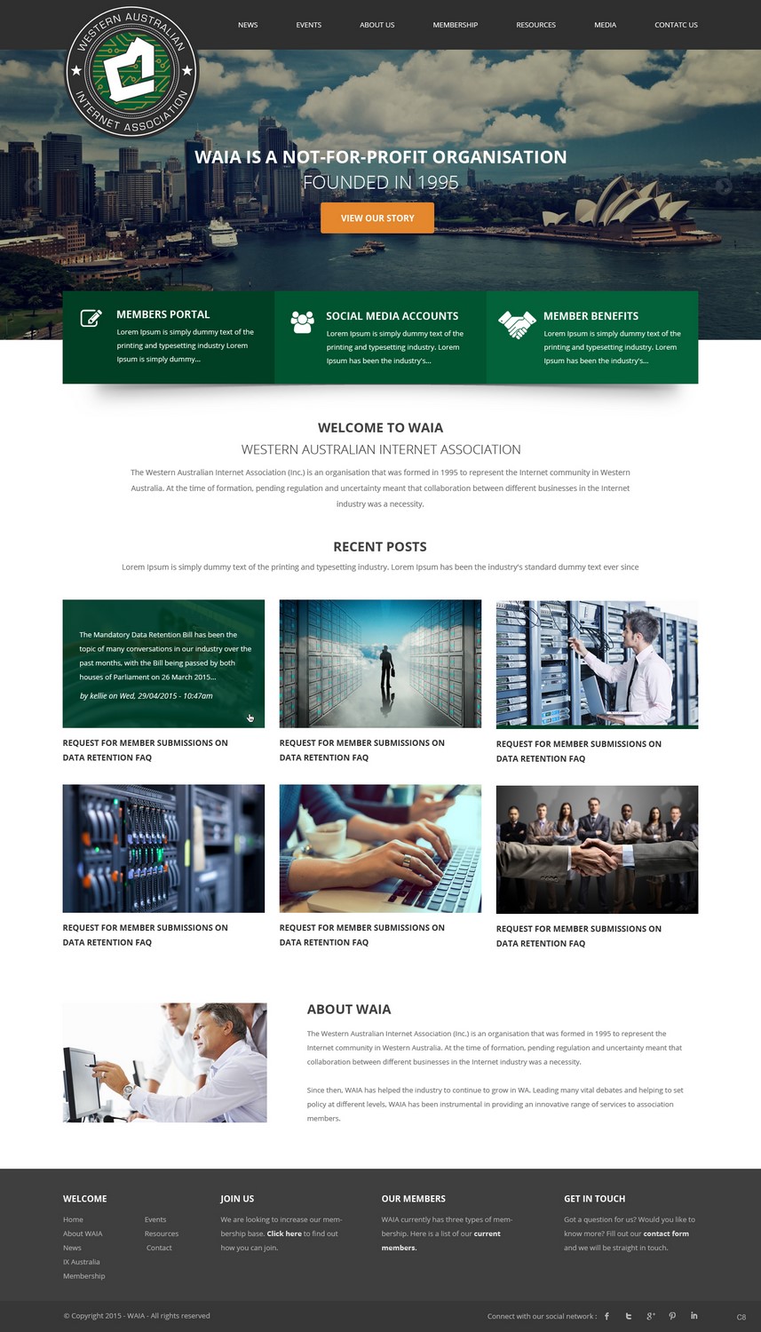 Wordpress Design by pb for Western Australian Internet Association Inc. | Design #6257006