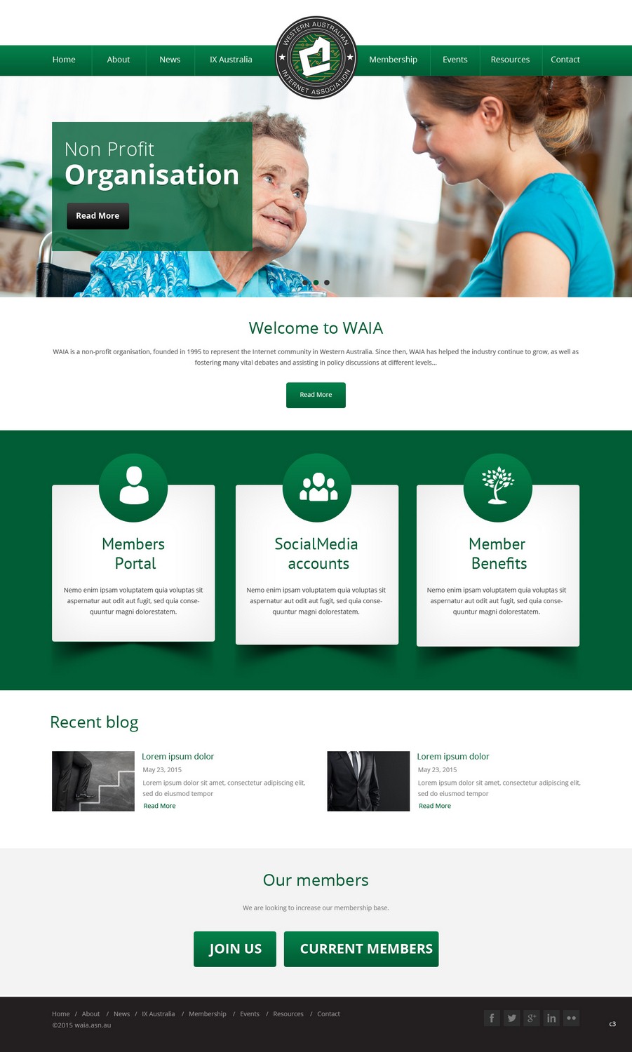 Wordpress Design by pb for Western Australian Internet Association Inc. | Design #6270642