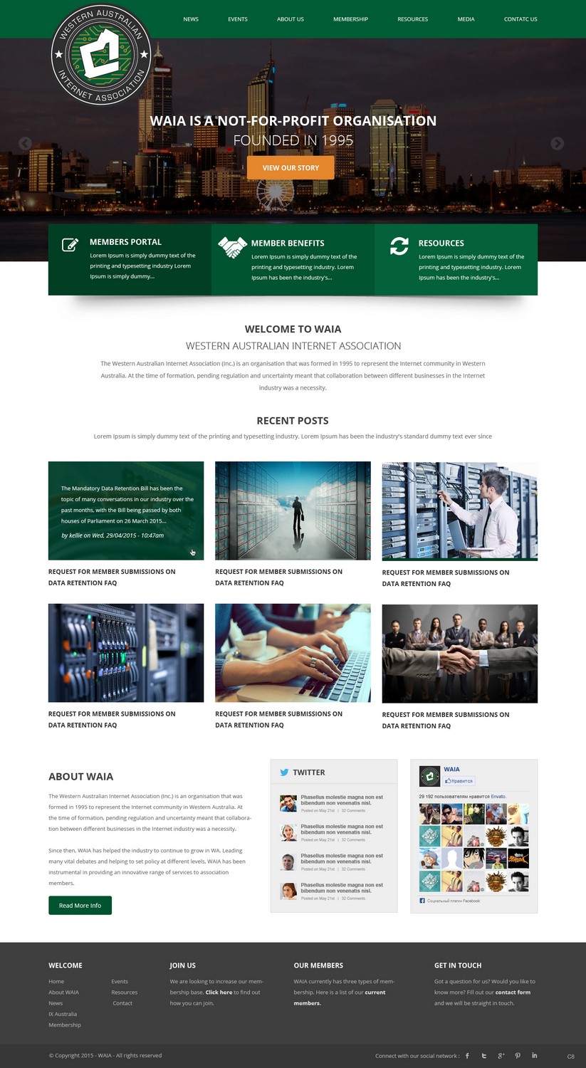 Wordpress Design by pb for Western Australian Internet Association Inc. | Design #6270644