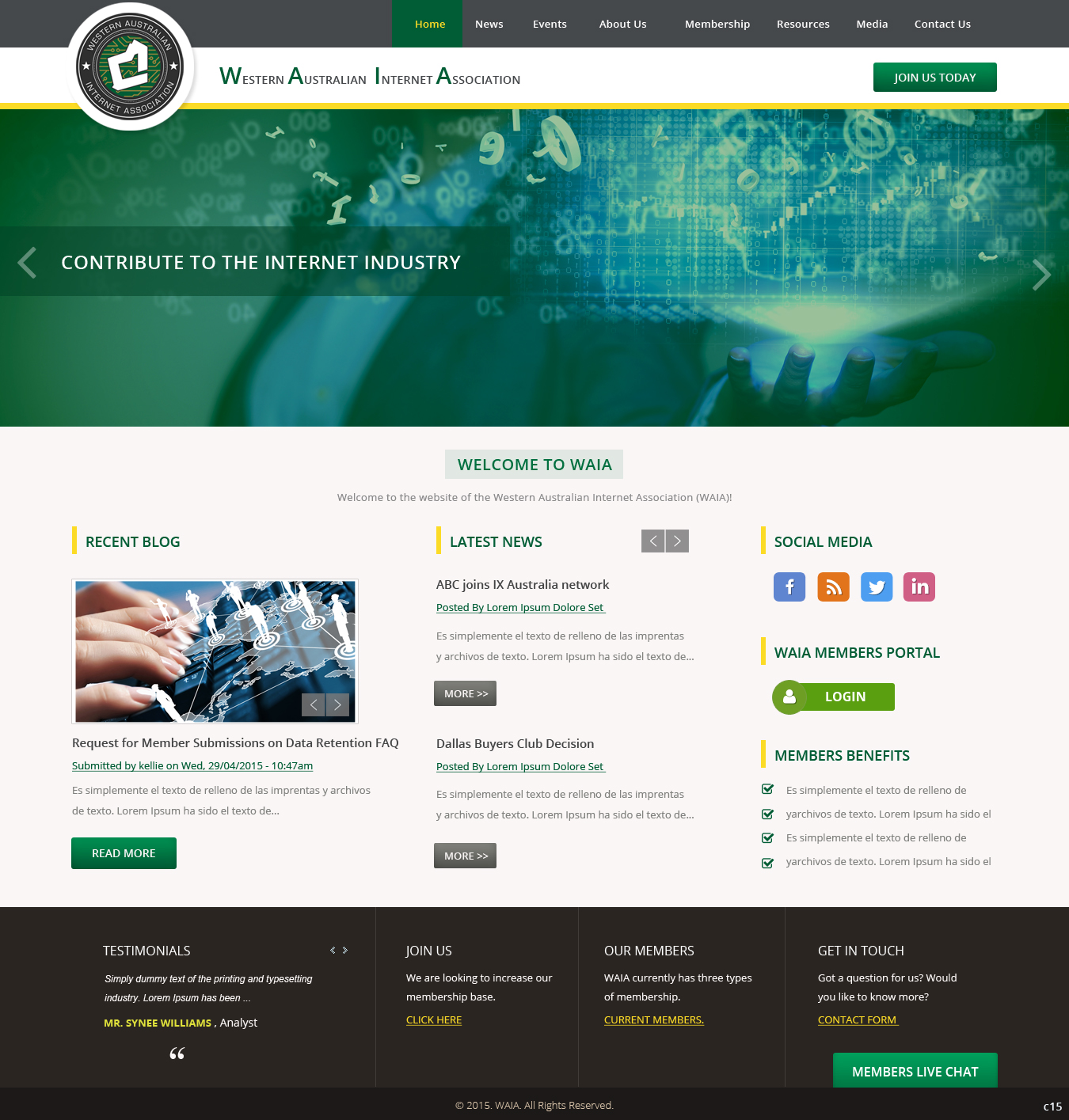 Wordpress Design by pb for Western Australian Internet Association Inc. | Design #6270649