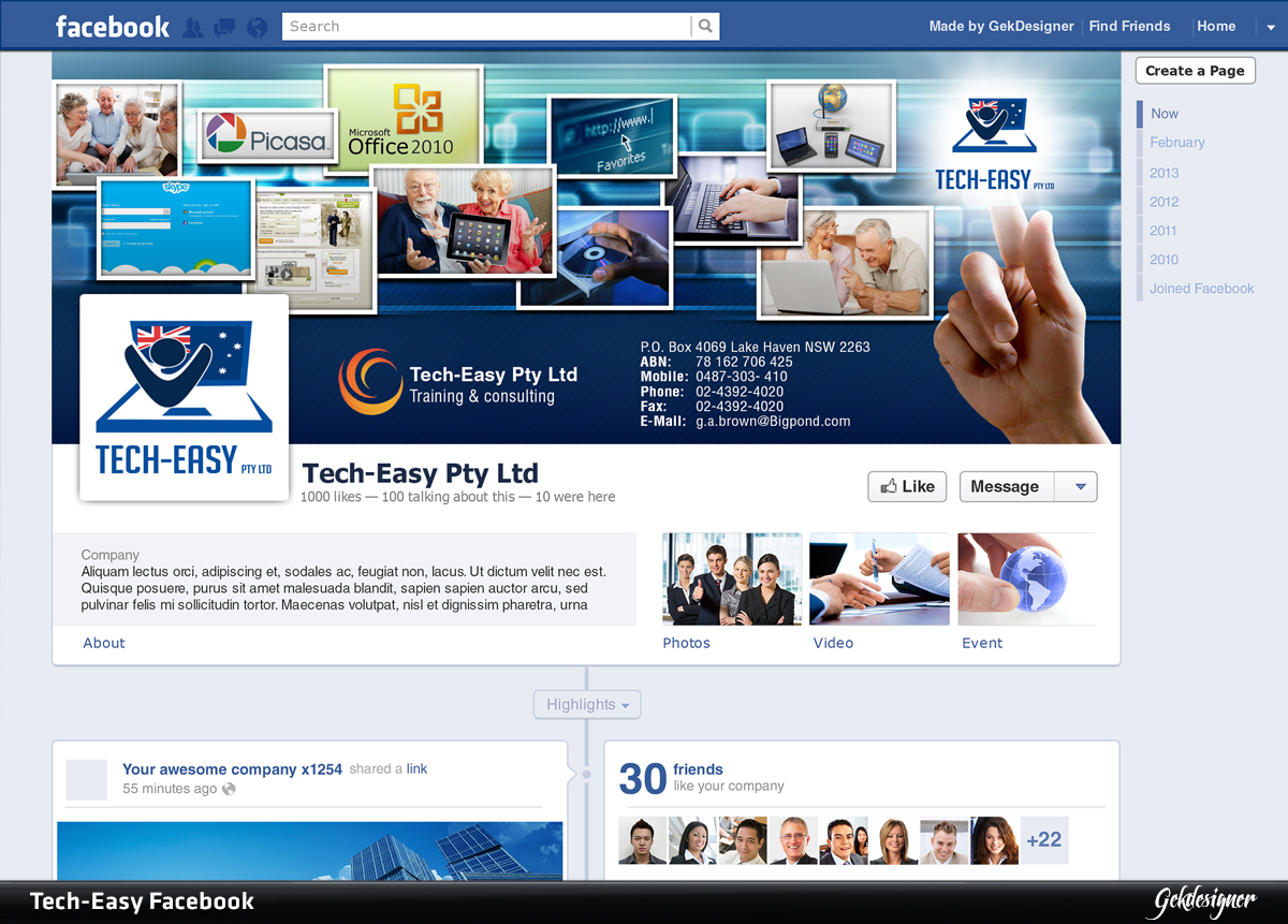 Facebook Design by gekgrfx for Tech-Easy Pty Ltd | Design #1657601