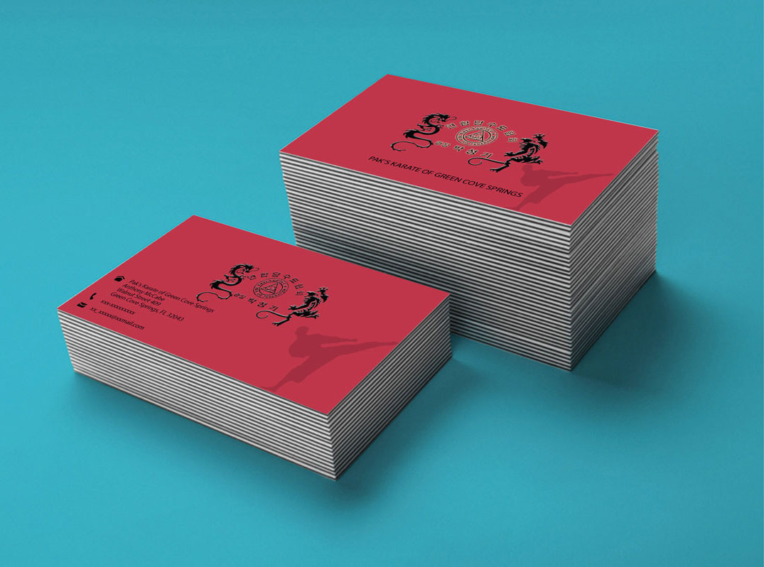 Business Card Design by monarch architects for Pak''s Karate of Green Cove Springs | Design #6301913