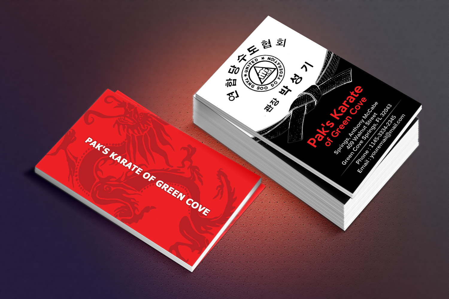 Business Card Design by Sandaruwan for Pak''s Karate of Green Cove Springs | Design #6239983