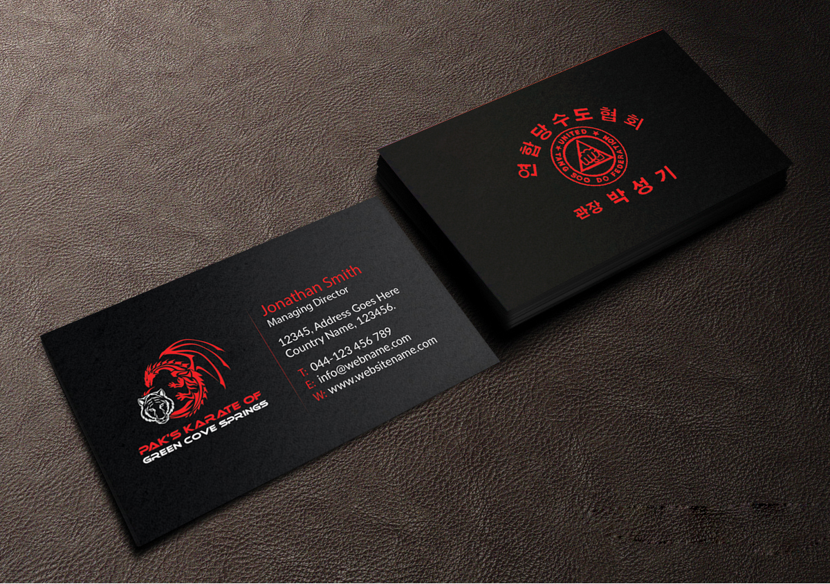 Business Card Design by Creations Box 2015 for Pak''s Karate of Green Cove Springs | Design #6311668
