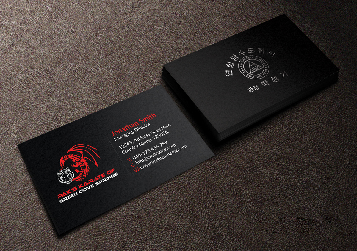 Business Card Design by Creations Box 2015 for Pak''s Karate of Green Cove Springs | Design #6314985