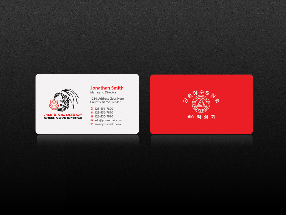 Business Card Design by Creations Box 2015 for Pak''s Karate of Green Cove Springs | Design #6314993