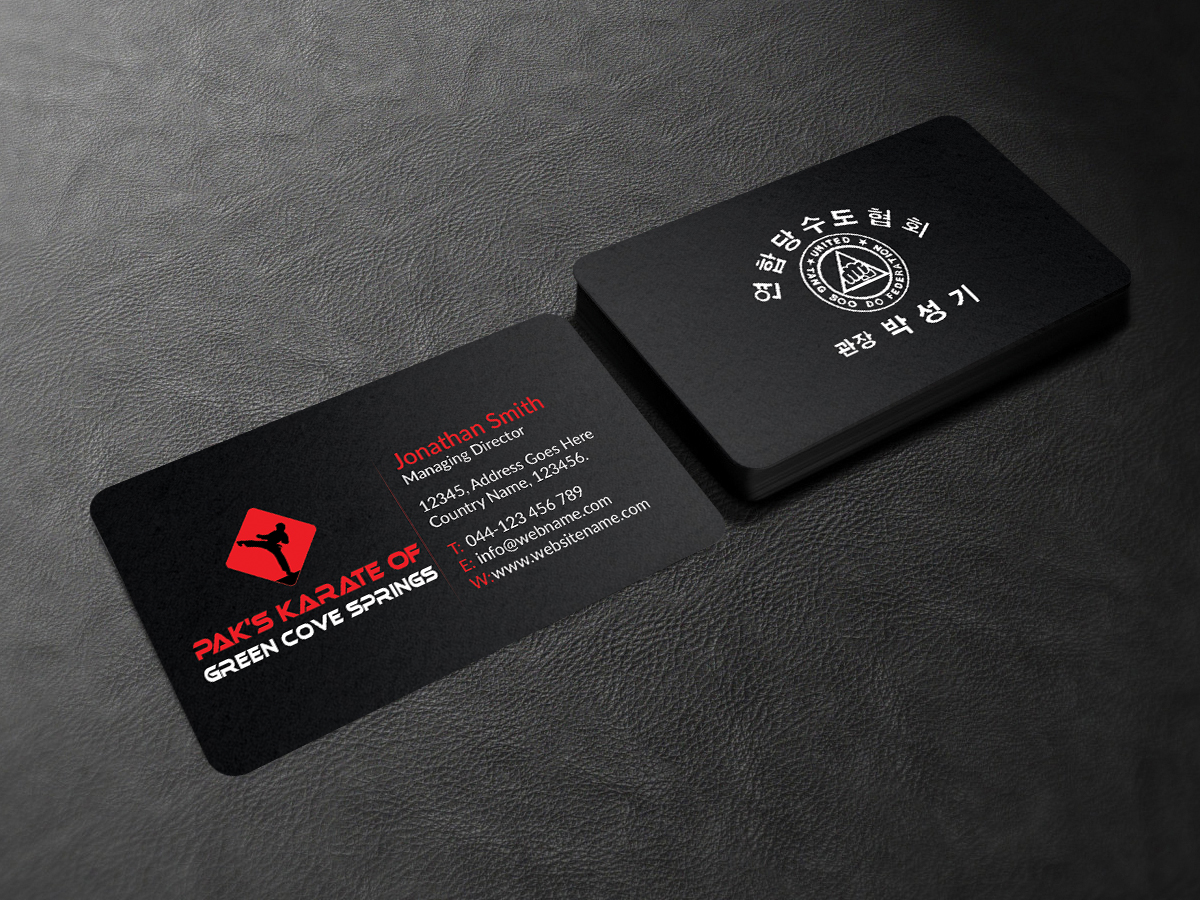 Business Card Design by Creations Box 2015 for Pak''s Karate of Green Cove Springs | Design #6315001