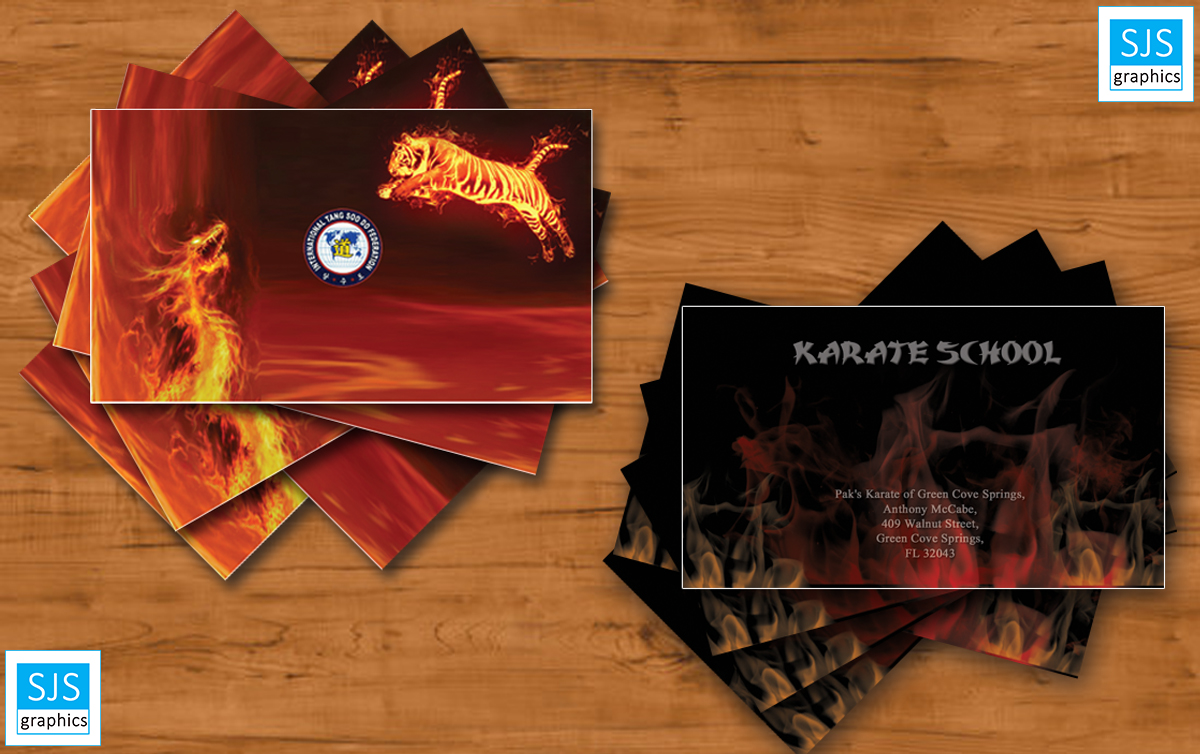 Business Card Design by SJS Graphics for Pak''s Karate of Green Cove Springs | Design #6234858