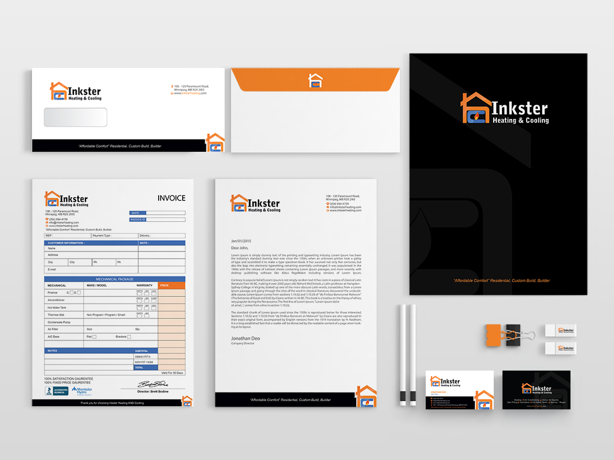 Stationery Design by Sarmishtha Chattopadhyay_loginchange for Inkster Heating and Cooling | Design #6328431