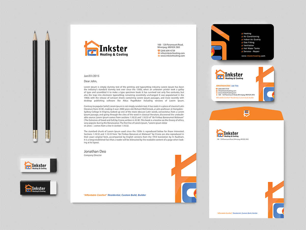 Schreibwaren-Design von Sarmishtha Chattopadhyay_loginchange für Inkster Heating and Cooling | Design #6368374